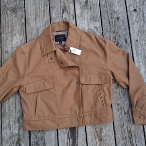 Banana Republic Hemp Blend Utility Jacket Camel Brown NWT Small $250